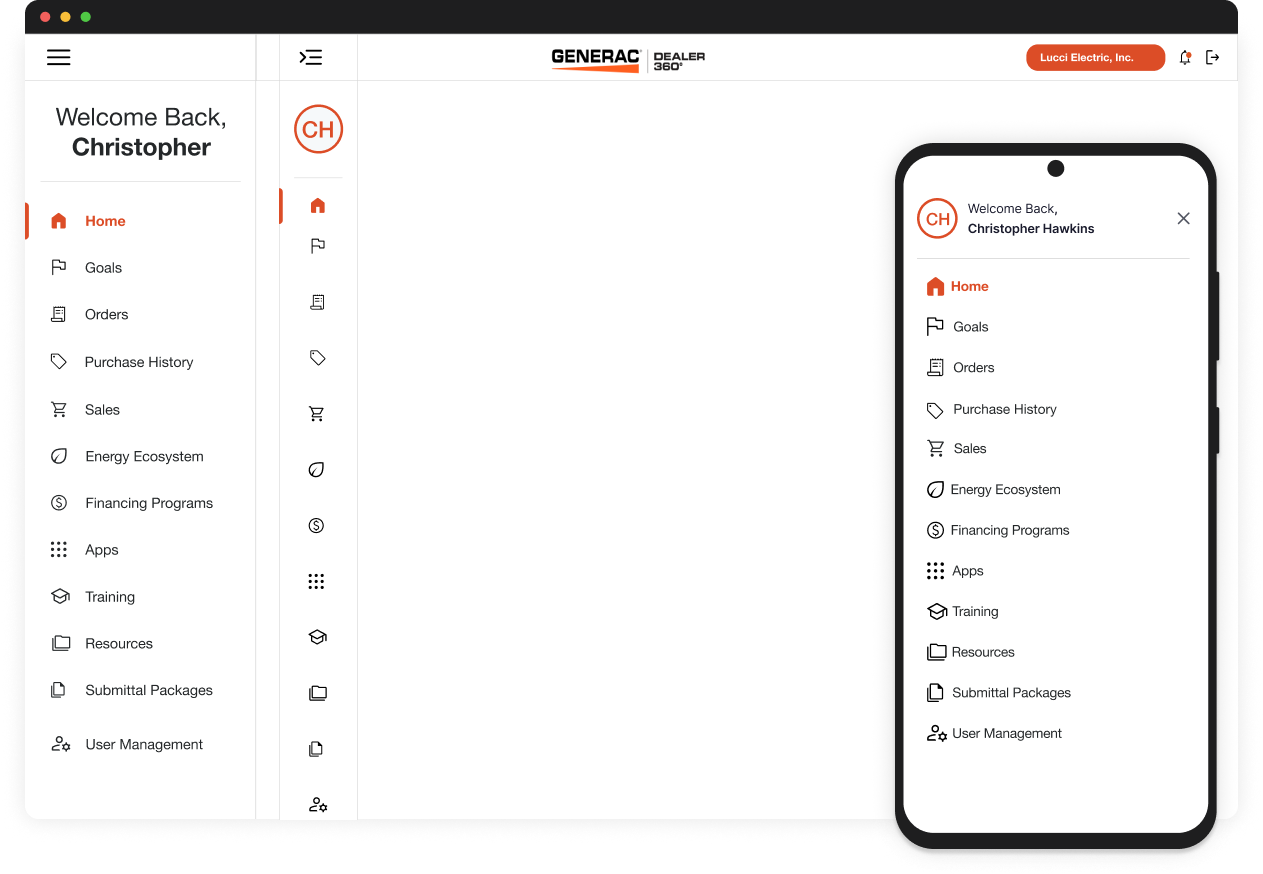 Redesigned Generac dashboard