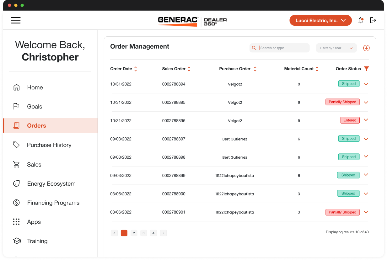 Redesigned Generac dashboard