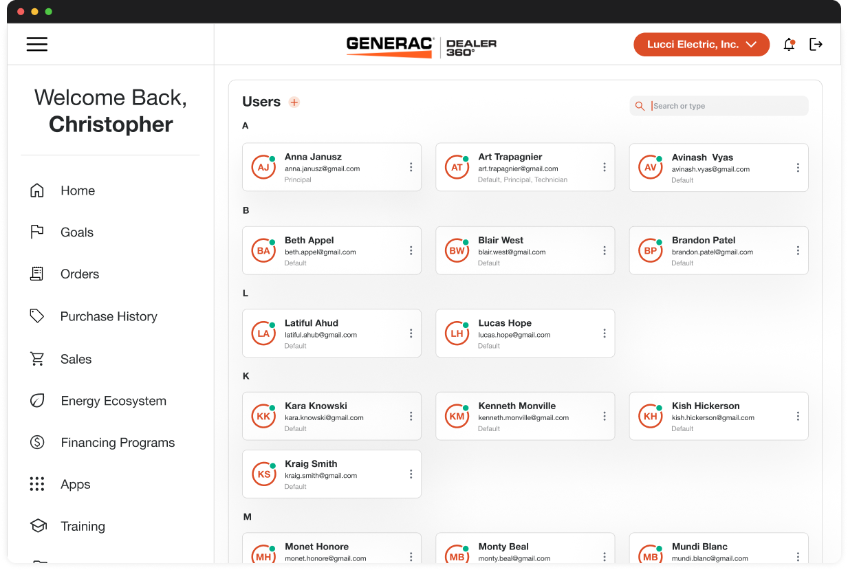 Redesigned Generac dashboard