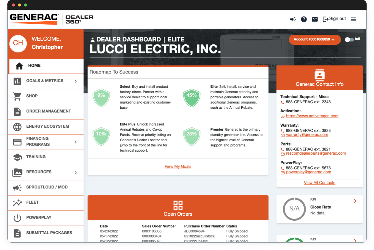 Legacy Generac dashboard