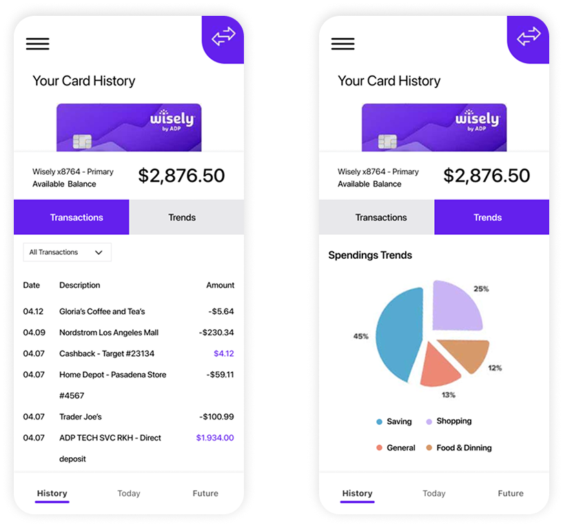 Legacy Wisely transaction screen